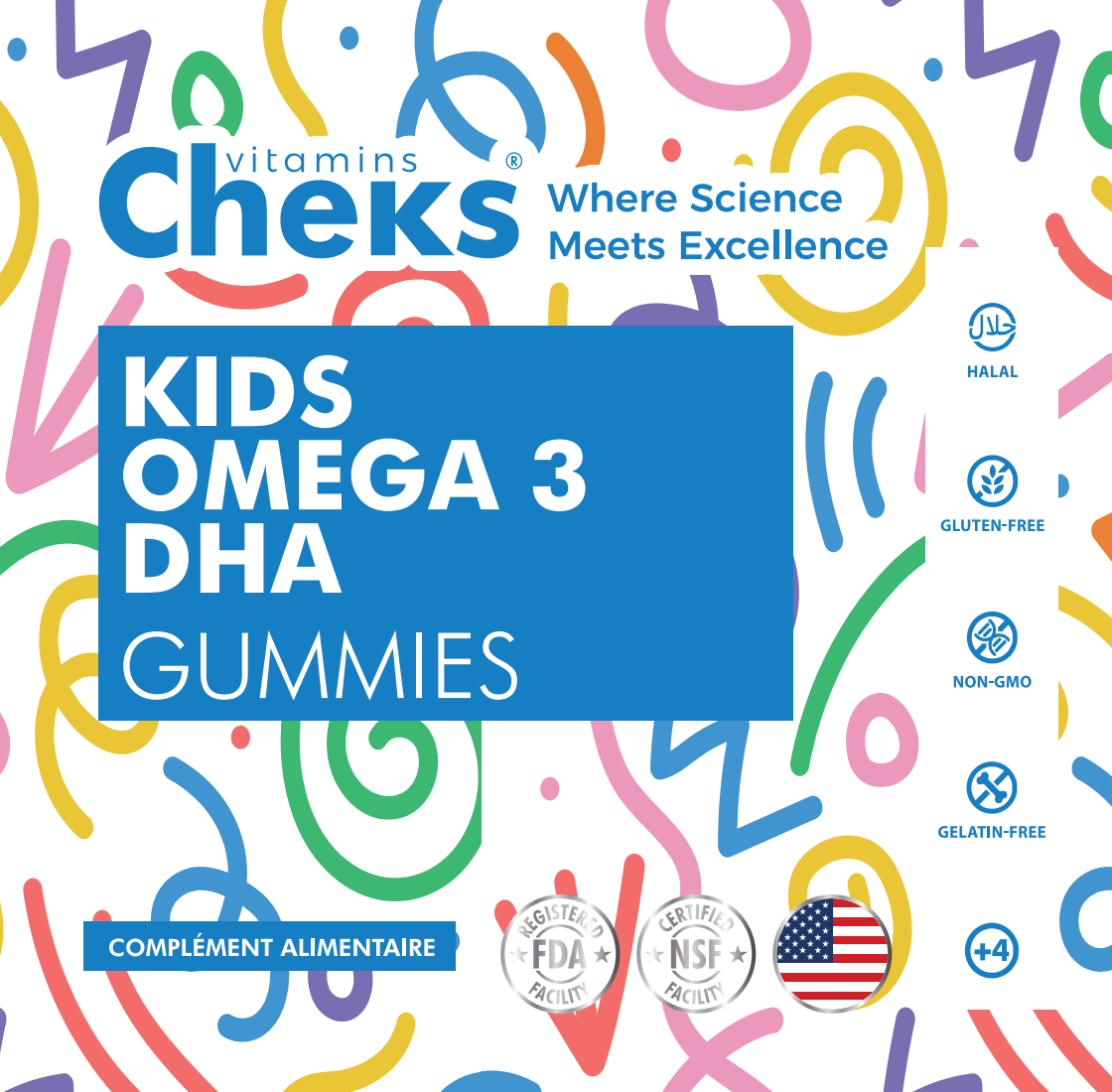 Kids Omega 3 DHA 250mg Gummies - CHEKS